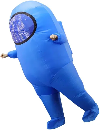 Vista 4 de Among Us - Disfraz inflable y divertido para adultos, traje espacial para Halloween, disfraz de astronauta para adultos fanáticos del videojuego