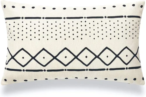 Vista 10 de Hofdeco Funda de almohada de piel sintética y 100% algodón, diseño moderno a rayas color negro camel, 12 x 20 pulgadas