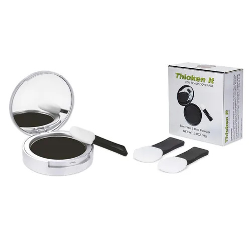 Vista 2 de Thicken It 100% Scalp Coverage Polvo para el cabello, negro, sin talco, corrector de pérdida de cabello resistente al agua, más grueso que