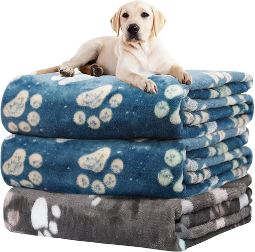 Vista 25 de Rezutan 1 paquete de 3 mantas para perros grandes, 41x31 pulgadas para mantas suaves y mullidas para mascotas y gatos de tamaño mediano, reversibles