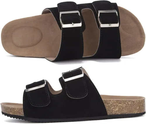 Vista 4 de Anproity Womens Slide Sandal Cork Footbed Sole Comfortable Adjustable Two Strap Buckle Sandals