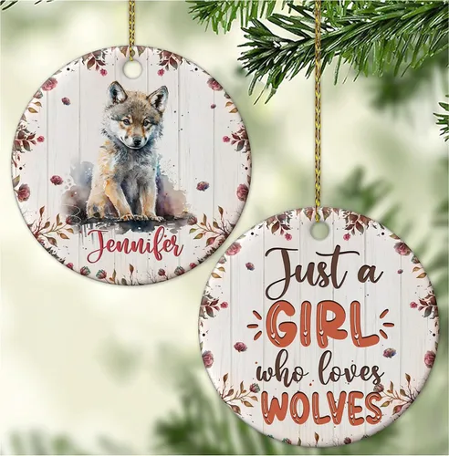 Vista 18 de Hyturtle Adorno de Navidad personalizado para los amantes de los osos, adorno de cerámica con nombre personalizado de Just A Girl Who Loves Bears