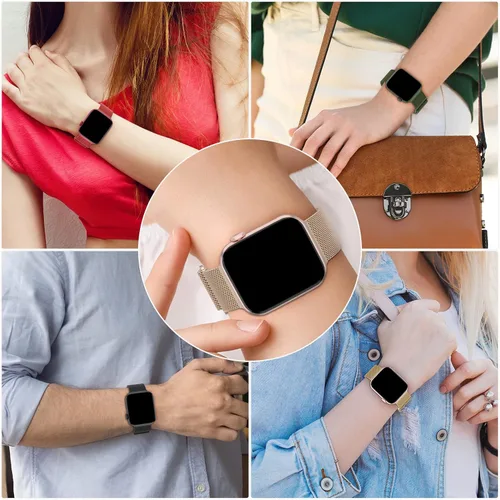 Vista 5 de Paquete de 3 correas de malla metálica compatibles con Apple Watch de 1.496 in 1.575 in 1.614 in 1.654 in 1.732 in 1.772 in 1.811 in 1.929 in