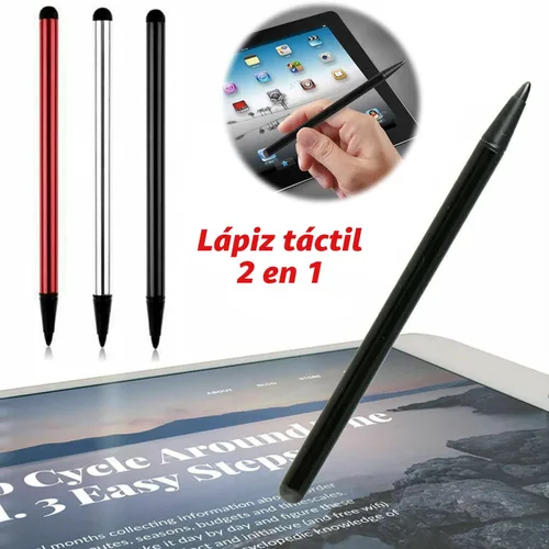 Vista 3 de 2 unidades de lápices capacitivos negros para dispositivos de pantalla táctil universal - Compatibles con iPad, Samsung Galaxy, smartphones