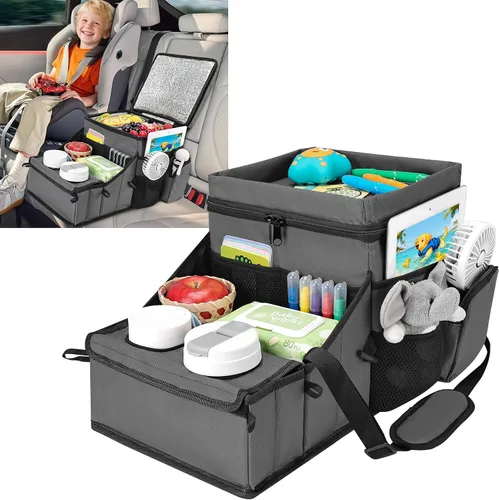 Vista 9 de COOLBEBE Organizador de asiento de automóvil, organizador de asiento trasero de automóvil con portavasos para viajes de niños y adultos, organizador