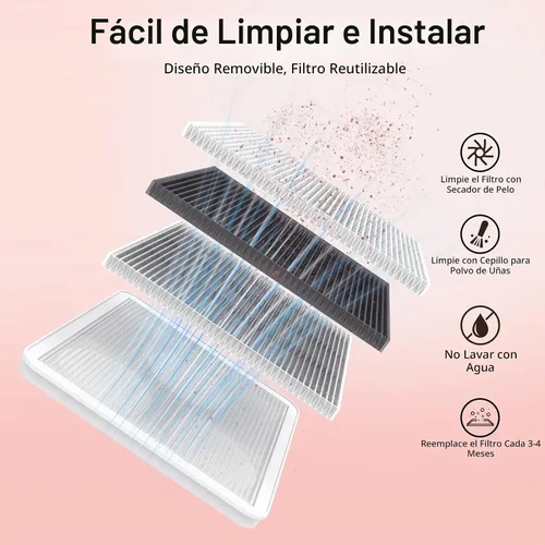 Vista 6 de Colector de polvo de uñas, ventilador de vacío de uñas Rosado diamond