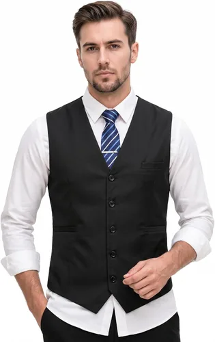 Vista 2 de Chaleco formal de negocios de hombres para traje o esmoquin Negro