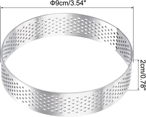 Vista 2 de uxcell Anillos pequeños de acero inoxidable para tartas, anillo perforado para mousse, para hornear cocina, resistente al calor, 3.5 pulgadas