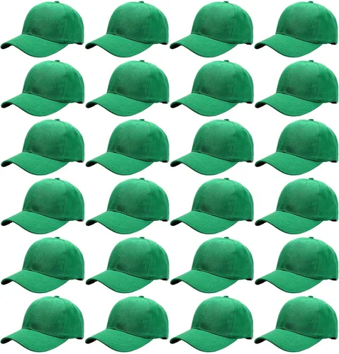 Vista 26 de Falari - 24/144 unidades de gorra de béisbol unisex, lisa y de tamaño ajustable, venta al por mayor Paquete de 144 verde militar