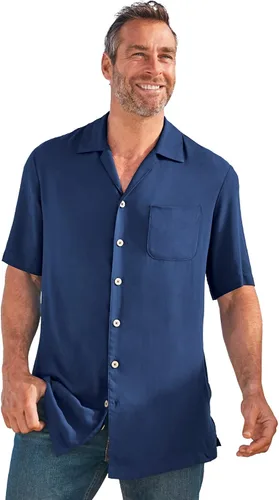Vista 4 de KingSize KS Island - Camisa de manga corta de rayón sólido para hombre