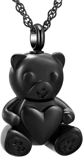 Vista 8 de shajwo Collar de Urna de Cremación de Oso de Peluche Joyería de Cenizas para Hombres y Mujeres Urna Conmemorativa de Corazón Reliquia Medallón