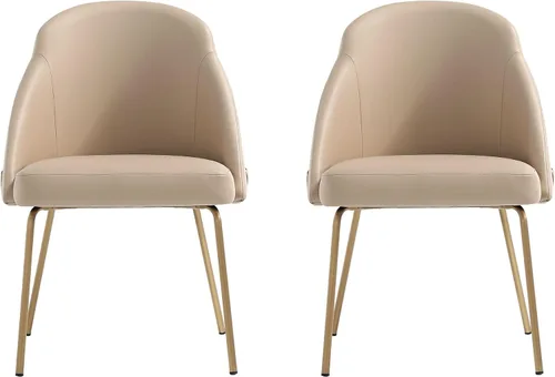 Vista 19 de Manhattan Comfort Gracie - Juego de 1 sillas de comedor modernas de piel sintética, asiento tapizado de piel sintética, patas de acero, espuma