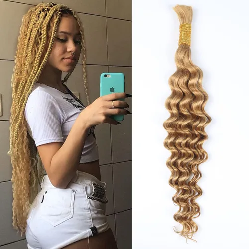 Vista 13 de RESACA 1 paquete de 14 pulgadas, 1 paquete de 14 pulgadas, cabello humano virgen brasileño rizado 10A para trenzar, sin trama, 10A, para trenzas #27