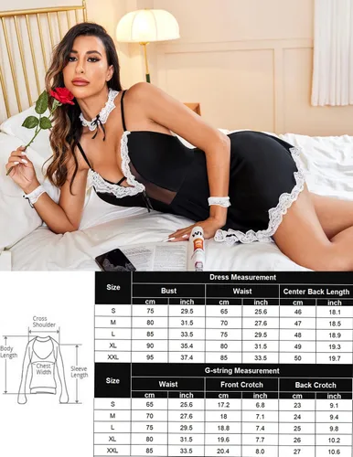 Vista 6 de Avidlove Lencería sexy para mujer, vestido de lencería estilo babydoll con gargantilla