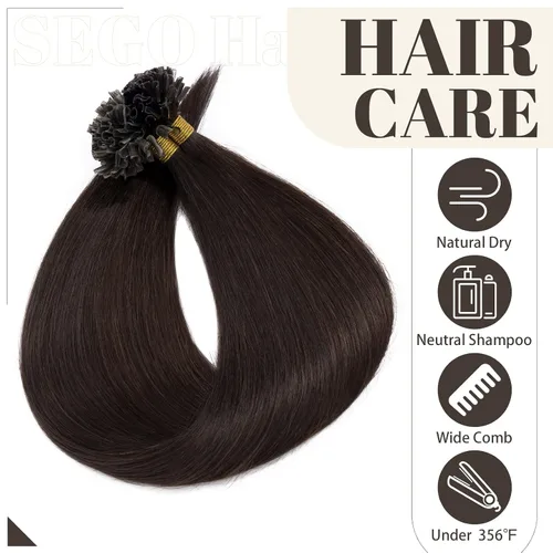 Vista 236 de SEGO Extensiones de cabello humano con micro cuentas, extensiones de cabello humano con micro bucle, lacio, natural, fusión fría, 1.76 oz/paquete
