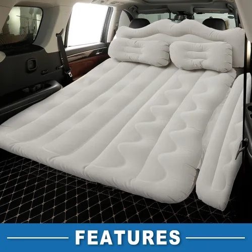 Vista 4 de Car Air Sleeping Mat Comfortable 170x110x14cm Back Seat Bed Camping Air Bed with Pillows for Car SUV Gris