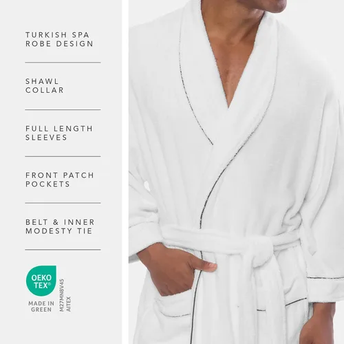 Vista 4 de Texere EcoComfort - Bata de baño de tela de rizo de lujo para hombre