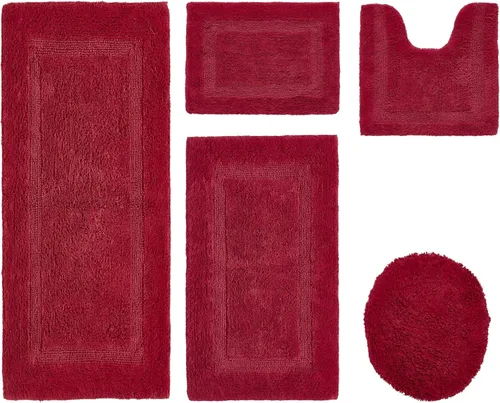 Vista 384 de Better Trends - Juego de 2 alfombras de baño 100% algodón, extra suaves, con borlas, de 17" x 24", alfombra de baño superabsorbente y reversible
