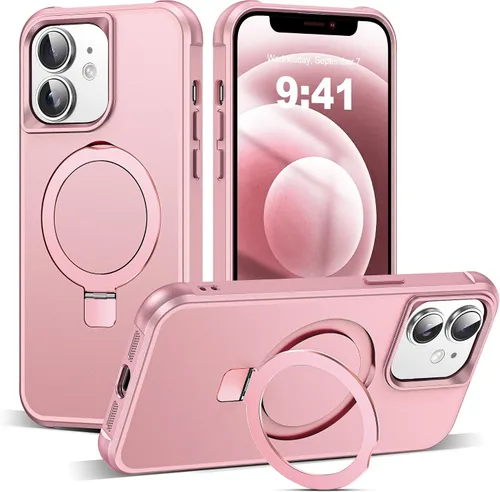 Vista 185 de SKYLMW - Funda compatible con iPhone 11 de 6.1 pulgadas, con soporte magnético invisible tipo anillo, funda translúcida de grado militar, compatible