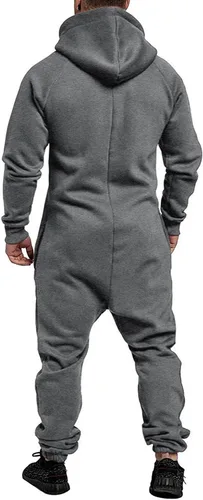 Vista 3 de WUAI - Buzo con capucha para hombre con cremallera y pijamas de una pieza