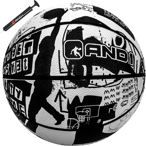 Vista 8 de AND1 Street Grip - Balón de baloncesto y bomba de cuero compuesto de alta calidad, tamaño oficial 7 (29.5 pulgadas), hecho para juegos de baloncesto