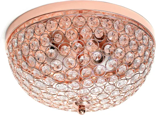 Vista 10 de Diseños elegantes FM1000-ABS Lámpara de techo de cristal en forma de elipse de 13 pulgadas moderna de metal con 2 luces en forma de cuenco