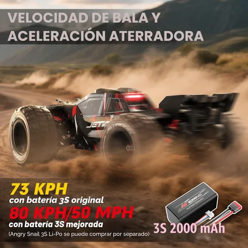 Vista 2 de JETWOOD Coche RC eléctrico sin escobillas de 1/14 50 mph para adultos, JC14EP V3, auto de control remoto súper rápido todo terreno, camiones RC