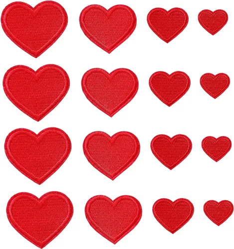 Vista 7 de 24 parches para planchar con corazón negro, parches bordados con corazón para ropa, chaquetas, sombreros, mochilas, jeans