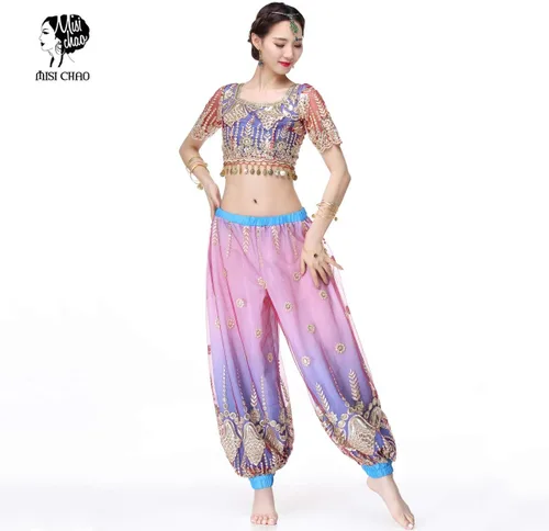Vista 4 de MISI CHAO Pantalones harén para disfraz de Bollywood para mujer