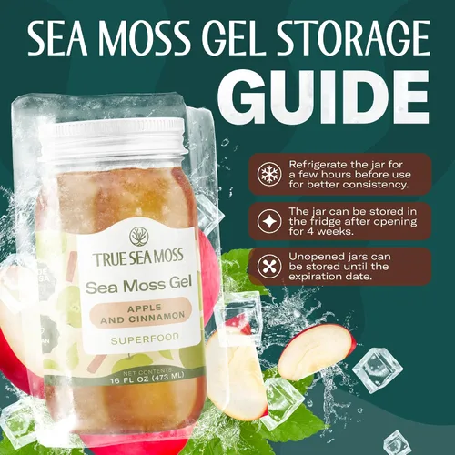 Vista 8 de TrueSeaMoss Gel de musgo marino – hecho en EE. UU. – Musgo marino silvestre, frutas y verduras en frasco – Manzana/Canela, paquete de 1