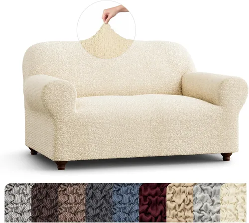 Vista 43 de PAULATO BY GA.I.CO. Funda elástica para sillón – Funda de sofá – Funda de sofá biplaza – Protector lavable de ajuste de forma de 1 pieza para Beige