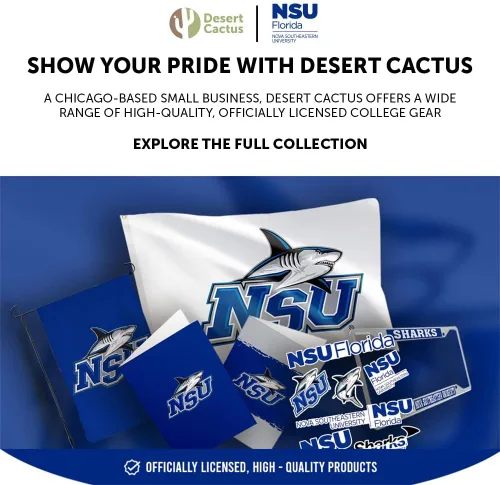 Vista 6 de Desert Cactus Nova Southeastern University Baseball Hat NSU Sharks Brimmed Embroidered Cap Adjustable Cloth Strap Adult