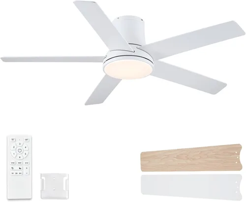 Vista 30 de Ventiladores de techo de 42 pulgadas con luces y control remoto, ventilador de techo negro de montaje empotrado para dormitorio, sala de estar