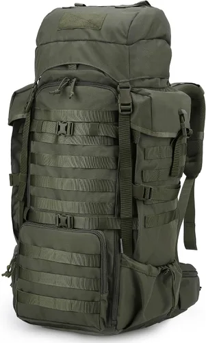 Vista 8 de Mardingtop 70L Mochila con armazón interno para caza, camping, senderismo; mochila con cubierta para la lluvia Negro