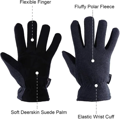 Vista 3 de Guantes de invierno para hombres y mujeres -20 F térmicos de piel de ciervo aislados, guantes de trabajo de forro polar cálido Heatlok de algodón