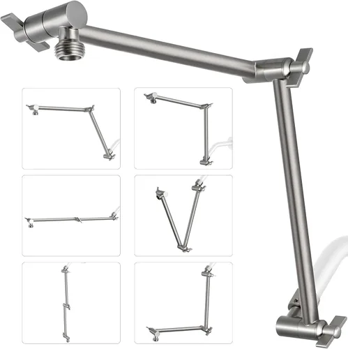 Vista 9 de G-Promise Brazo de Extensión para Cabezal de Ducha de 13 Pulgadas, Extensor de Latón Macizo Ajustable en Altura y Ángulo, Eleva o Baja la Ducha