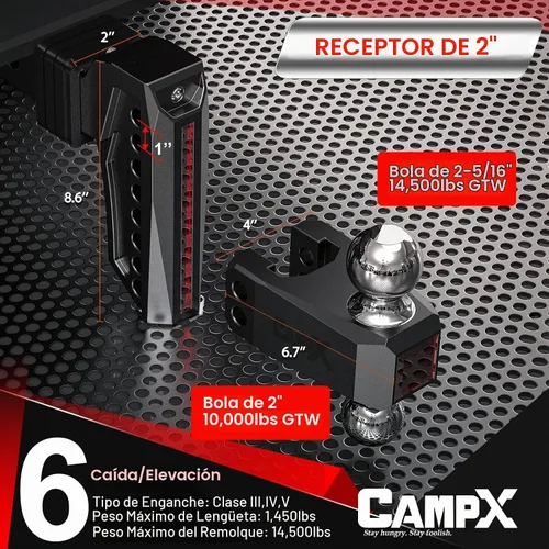 Vista 4 de Enganche de remolque ajustable para receptor de 2 pulgadas de caída Receptor de 2 pulgadas-Negro