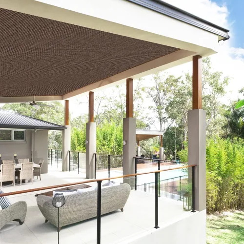 Vista 6 de Pantalla de tela 90% de privacidad de 10 x 10 pies, paño para parasol con ojales reforzados para patio al aire libre, toldo, porche, pérgola