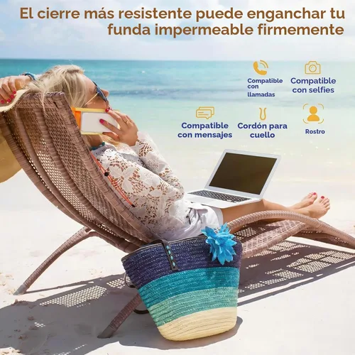 Vista 5 de Paquete de 50 bolsas transparentes impermeables para teléfono con correa de cordón, multicolor