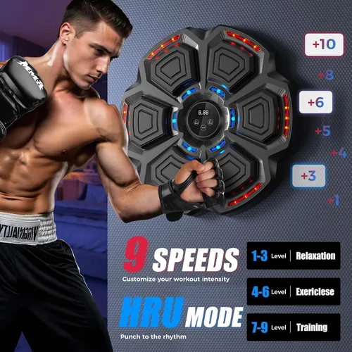 Vista 4 de LOLBOX Máquina de boxeo musical para adultos y niños, máquina de entrenamiento inteligente de boxeo, entrenamiento de perforación