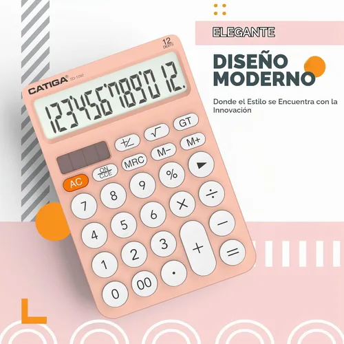 Vista 6 de CATIGA Calculadora de escritorio de 12 dígitos Calculadora de escritorio básica con pantalla LCD grande, botones grandes, 4 funciones, energía solar