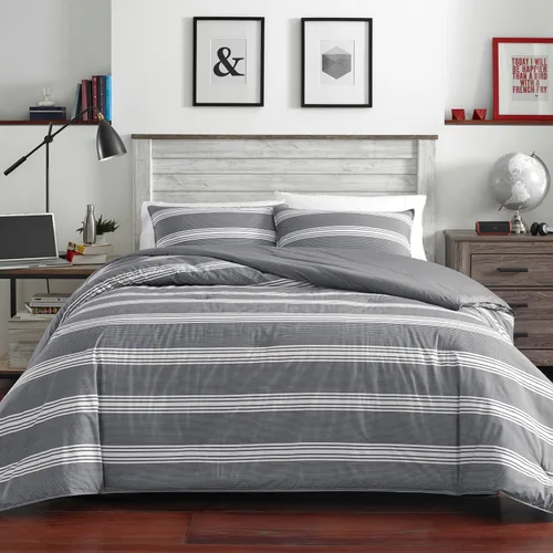 Vista 2 de Nautica - Juego de edredón King, ropa de cama reversible de algodón con fundas a juego y bolsa de lavandería reutilizable, peso medio, certificado