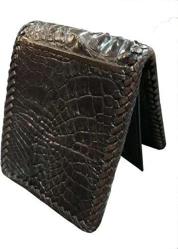 Vista 7 de D 'shark Lujo Piel De Cocodrilo Piel Bi-fold corto cartera (Marrón Oscuro)