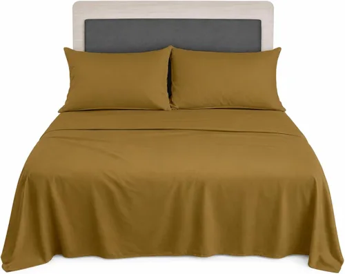 Vista 16 de Shreem Linen Juego de sábanas de microfibra de lujo de 4 piezas, bolsillo profundo para hasta 10 pulgadas, suave, resistente a las arrugas Borgoña