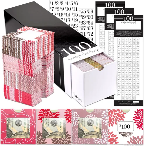 Vista 9 de 52 sobres $1,378 Kit de desafío de ahorro de dinero 56 sobres de relleno de efectivo de tarjetas premium con ventanas de plástico transparente, $