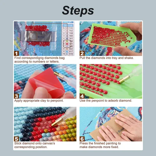 Vista 6 de Stalente Kits de pintura de diamantes para adultos, cardenal 5D DIY kits de arte de diamantes para principiantes, pintura de diamante redonda