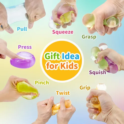 Vista 4 de Paquete de 6 bolas de estrés para adultos y niños, juguetes sensoriales para aliviar la ansiedad y el estrés, juguetes relajantes, bolas de estrés