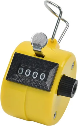 Vista 2 de Mini número de metal mano contador de mano con soporte base para personas de deportes, estadísticas, calidad de fila, hecho a mano, contador clicker