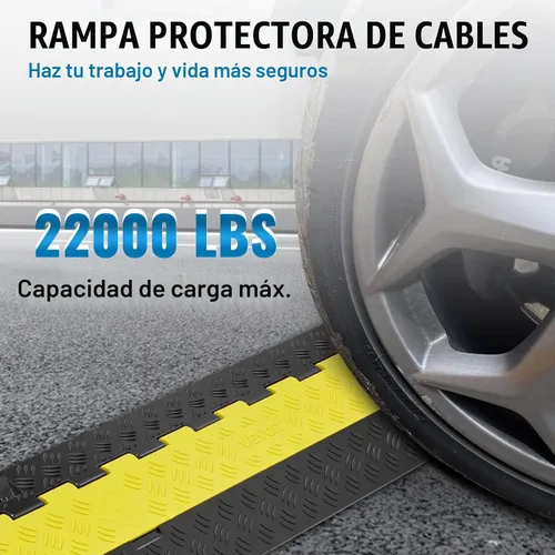 Vista 2 de VEVOR Rampa Protectora de Cables, 2 Canales, Capacidad de 22000 libras/eje, Cubierta Resistente de Cables de Alambre de TPU, Protector de Manguera