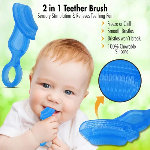 Vista 5 de Cepillo de dientes mordedor Baby's 1st Toothbrush de Baby Buddy, Azul